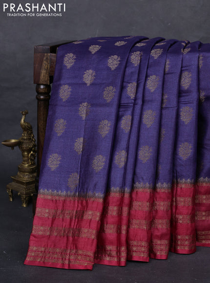 Violet & Maroon Banarasi Tussar Silk Saree