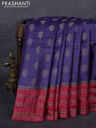 Violet & Maroon Banarasi Tussar Silk Saree