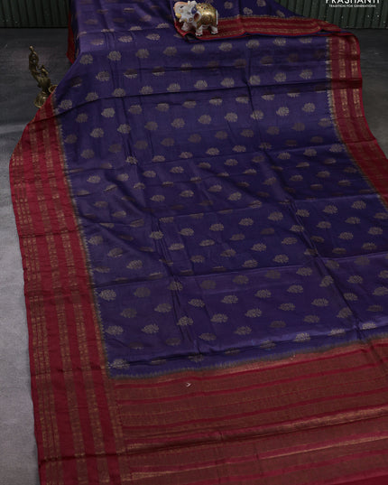 Violet & Maroon Banarasi Tussar Silk Saree