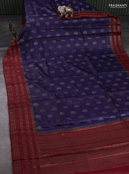 Violet & Maroon Banarasi Tussar Silk Saree