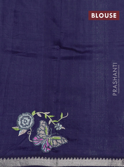 Navy Blue Mangalagiri Silk Cotton - Embroidery