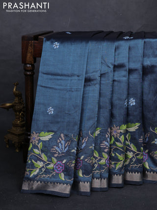 Grey Mangalagiri Silk Cotton - Embroidery