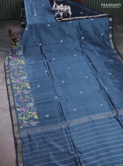 Grey Mangalagiri Silk Cotton - Embroidery