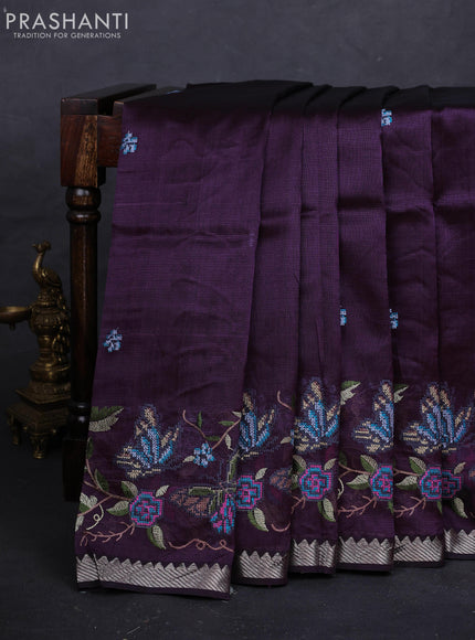 Purple Mangalagiri Silk Cotton - Embroidery