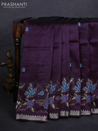 Purple Mangalagiri Silk Cotton - Embroidery