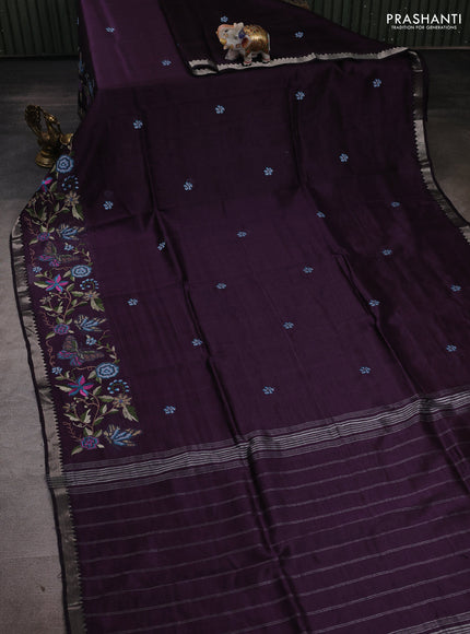 Purple Mangalagiri Silk Cotton - Embroidery
