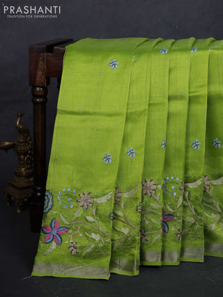 Green Mangalagiri Silk Cotton - Embroidery