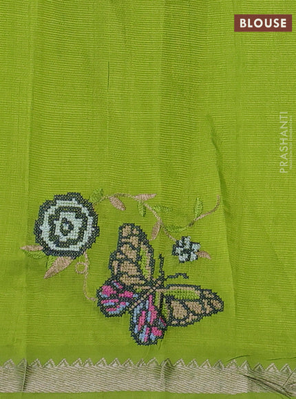Green Mangalagiri Silk Cotton - Embroidery