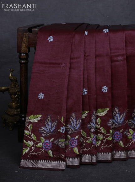 Maroon Mangalagiri Silk Cotton - Embroidery