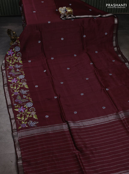 Maroon Mangalagiri Silk Cotton - Embroidery
