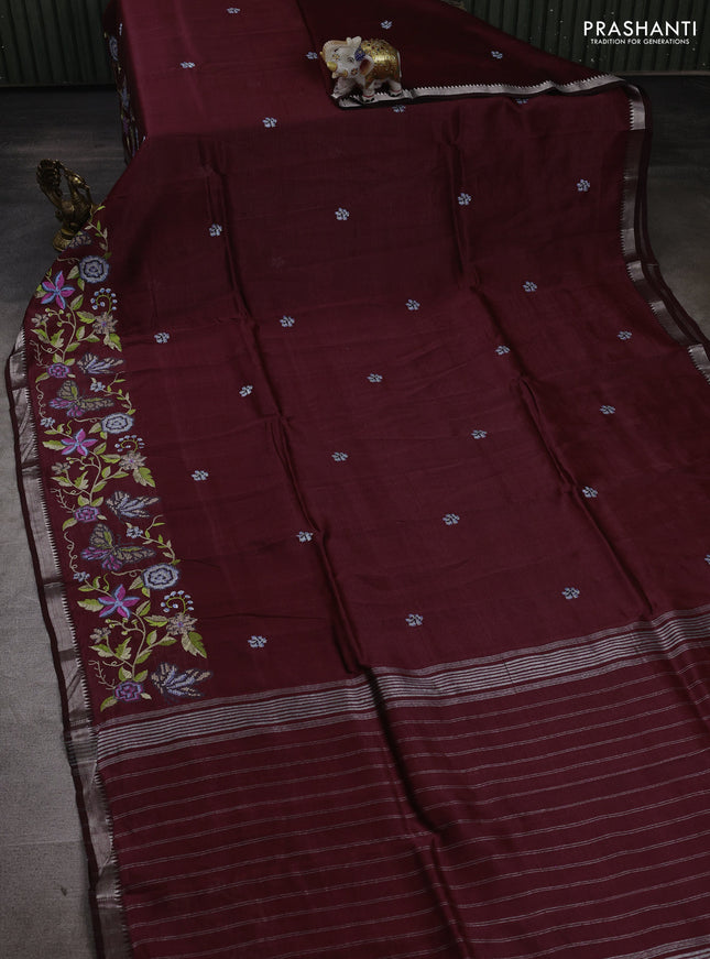 Maroon Mangalagiri Silk Cotton - Embroidery
