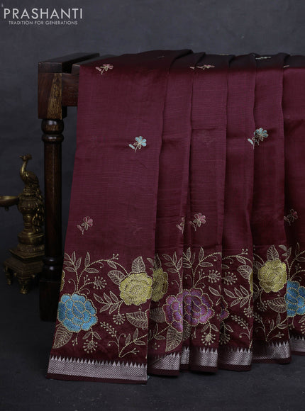 Maroon Mangalagiri Silk Cotton - Embroidery
