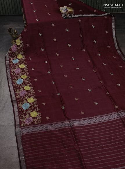 Maroon Mangalagiri Silk Cotton - Embroidery
