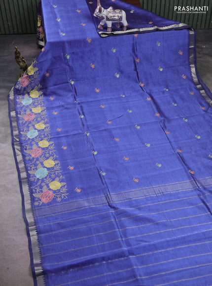 Blue Mangalagiri Silk Cotton - Embroidery