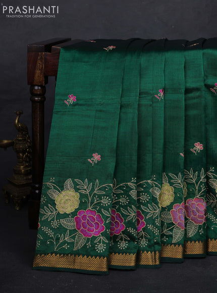 Green Mangalagiri Silk Cotton - Embroidery