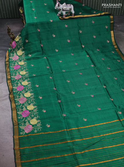 Green Mangalagiri Silk Cotton - Embroidery
