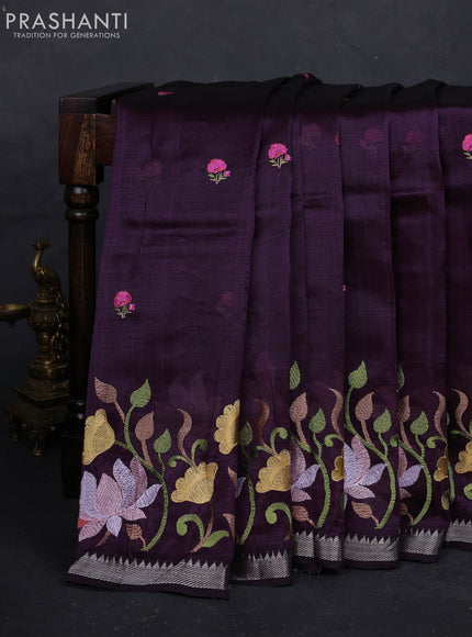 Purple Mangalagiri Silk Cotton - Embroidery