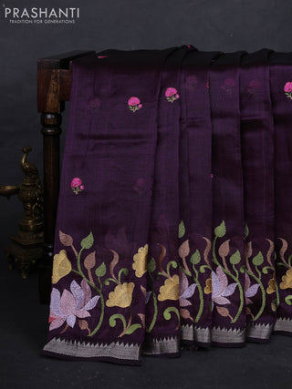 Purple Mangalagiri Silk Cotton - Embroidery
