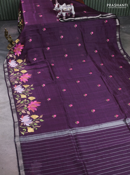 Purple Mangalagiri Silk Cotton - Embroidery