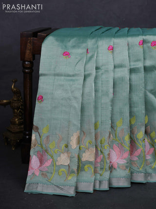 Pastel Green Mangalagiri Silk Cotton - Embroidery