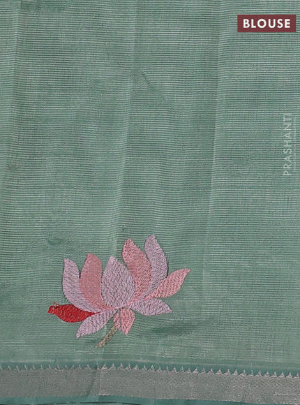 Pastel Green Mangalagiri Silk Cotton - Embroidery