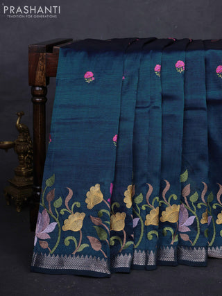 Peacock Green Mangalagiri Silk Cotton - Embroidery