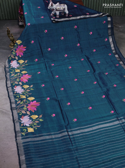 Peacock Green Mangalagiri Silk Cotton - Embroidery