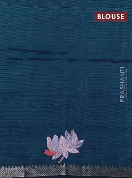 Peacock Green Mangalagiri Silk Cotton - Embroidery