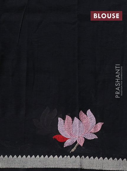Black Mangalagiri Silk Cotton - Embroidery