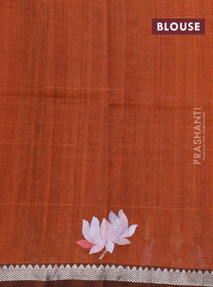 Rust Mangalagiri Silk Cotton - Embroidery