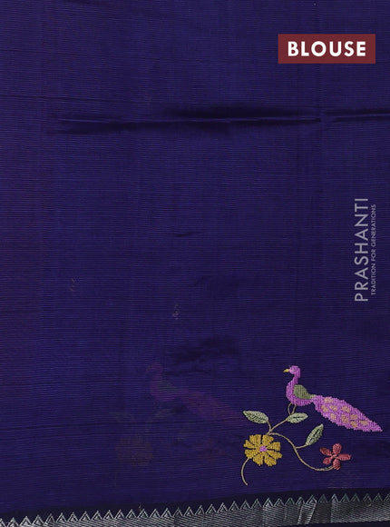 Navy Blue Mangalagiri Silk Cotton - Embroidery