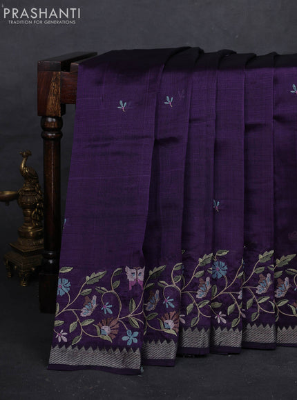 Purple Mangalagiri Silk Cotton - Embroidery