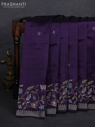 Purple Mangalagiri Silk Cotton - Embroidery