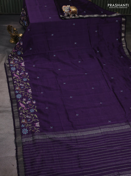 Purple Mangalagiri Silk Cotton - Embroidery