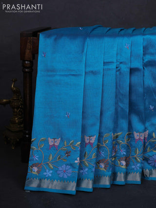 Blue Mangalagiri Silk Cotton - Embroidery