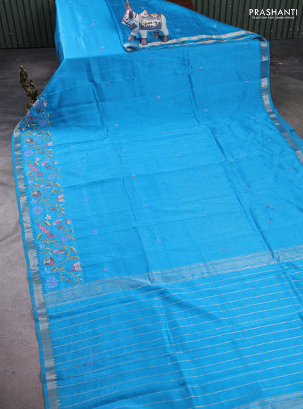 Blue Mangalagiri Silk Cotton - Embroidery