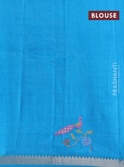 Blue Mangalagiri Silk Cotton - Embroidery