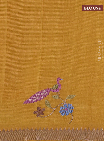 Mustard Yellow Mangalagiri Silk Cotton - Embroidery