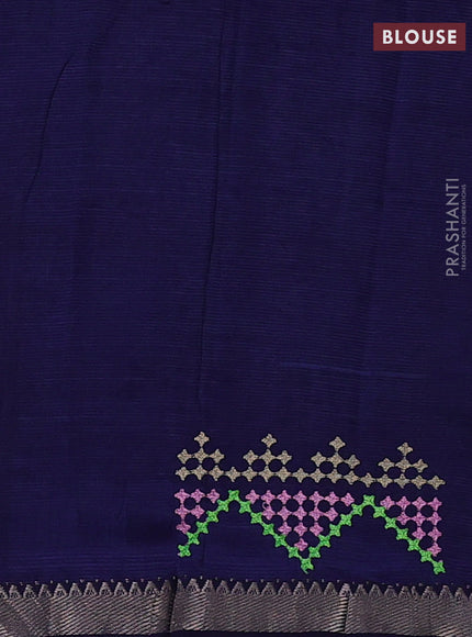 Navy Blue Mangalagiri Silk Cotton - Embroidery