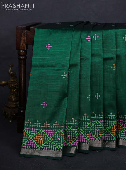 Green Mangalagiri Silk Cotton - Embroidery