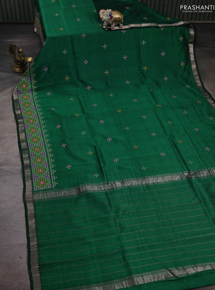 Green Mangalagiri Silk Cotton - Embroidery