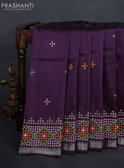 Purple Mangalagiri Silk Cotton - Embroidery