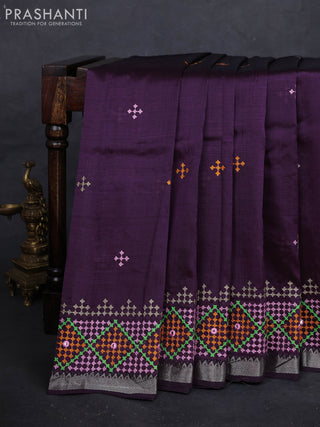 Purple Mangalagiri Silk Cotton - Embroidery