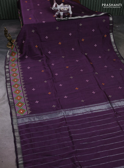 Purple Mangalagiri Silk Cotton - Embroidery