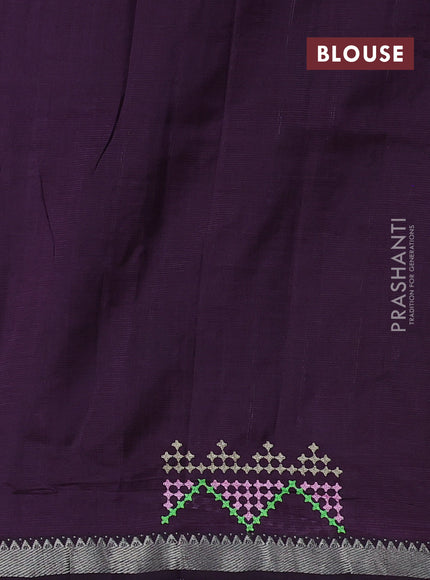 Purple Mangalagiri Silk Cotton - Embroidery