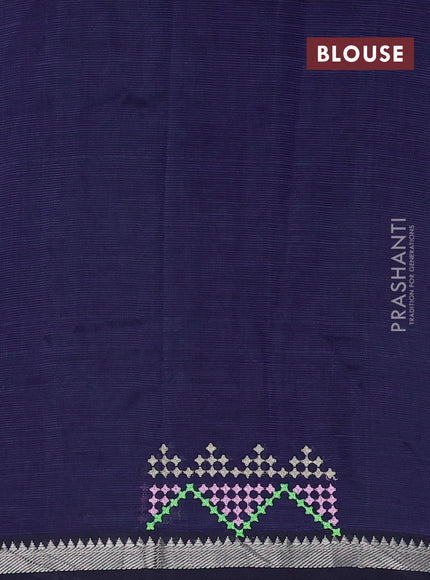 Navy Blue Mangalagiri Silk Cotton - Embroidery