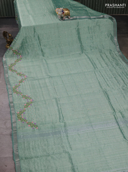 Pastel Green Mangalagiri Silk Cotton - Embroidery