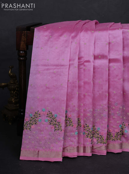Pink Mangalagiri Silk Cotton - Embroidery