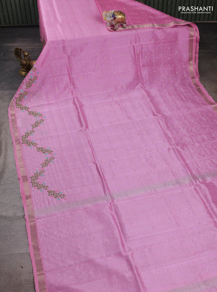Pink Mangalagiri Silk Cotton - Embroidery