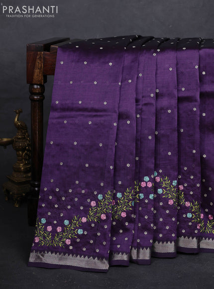 Purple Mangalagiri Silk Cotton - Embroidery
